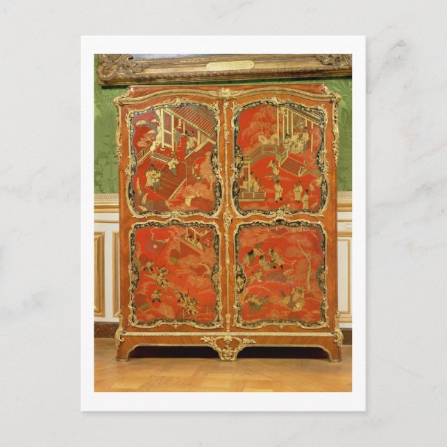Armoire mit vier Chinoiserie roten Lackplatten e Postkarte (Vorderseite)