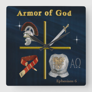 Armor of God Clcok Quadratische Wanduhr