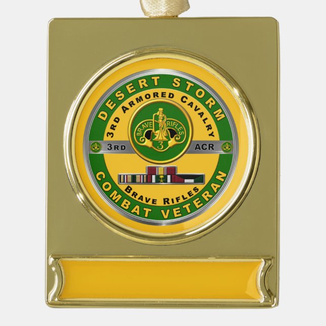 Armored Cavalry Regiment Desert Storm Veteran Banner-Ornament Gold (Vorderseite)