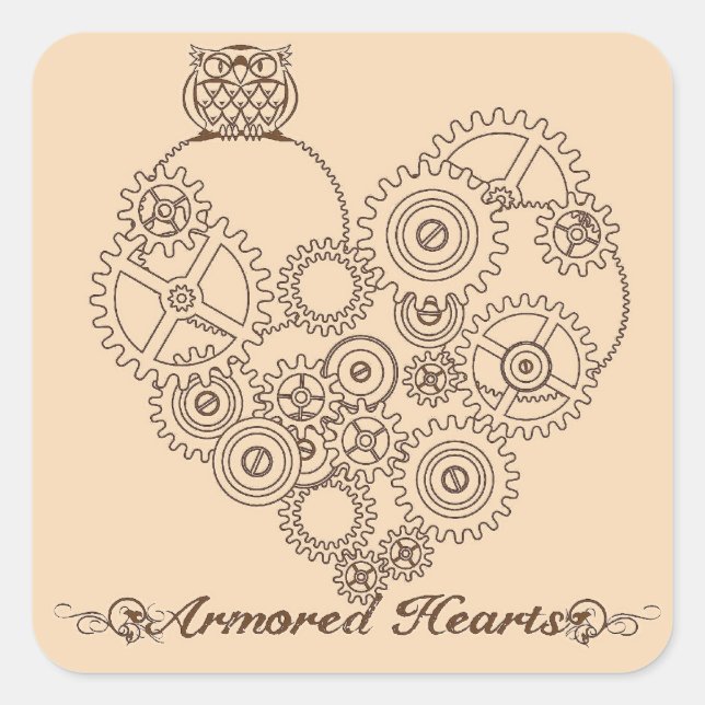 Armored Hearts Steampunk Stickers (Vorderseite)