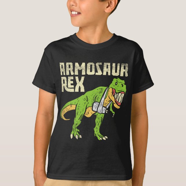 Armosaur Rex Dinosaur zerbrochene Waffen T-Shirt (Vorderseite)