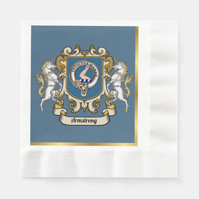 Armstrong Clan Abzeichen Blue Personalisiert Serviette (Vorderseite)