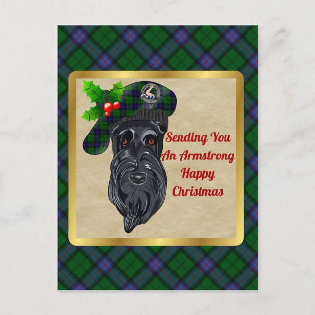 Armstrong Clan Abzeichen & Tartan Weihnachts Postk Postkarte (Vorderseite)