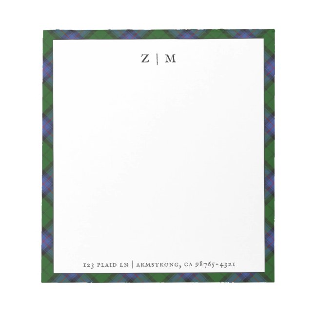 Armstrong Clan Tartan Kariertes Muster Notizblock (Vorderseite)
