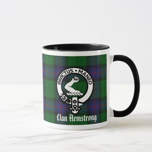 Armstrong Clan Wappen Abzeichen & Tartan Tasse (Rechts)