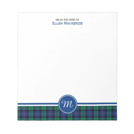 Armstrong Family Tartan Blue und Green Monogram Notizblock