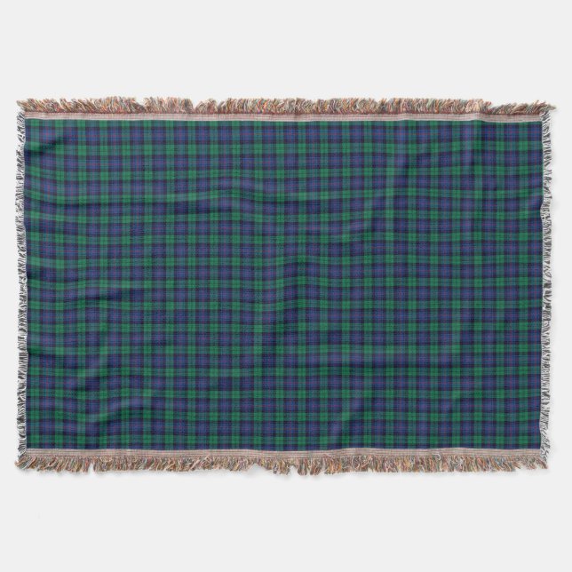 Armstrong Family Tartan Royal Blue und Green Karie Decke (Vorderseite)