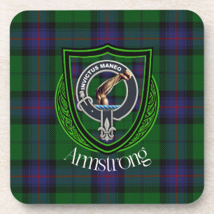 Armstrong-Schottischer-Clan-Tartan & -Wappen Getränkeuntersetzer