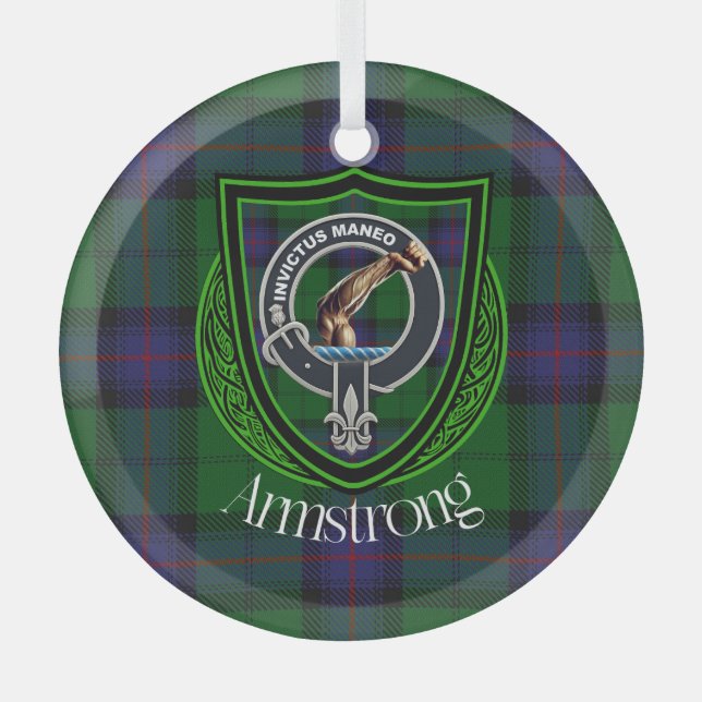 Armstrong Scottish Clan Tartan & Wappen Ornament Aus Glas (Vorderseite)