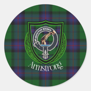 Armstrong Scottish Clan Tartan & Wappen Runder Aufkleber