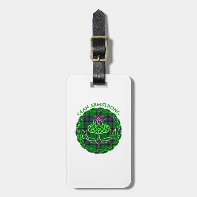 Armstrong Scottish Tartan Celtic Thistle Gepäckanhänger (Vorderseite vertikal)