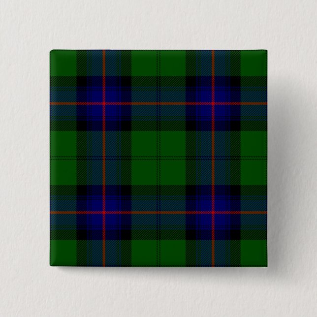 Armstrong Tartan blau und grün kariert Button (Vorderseite)