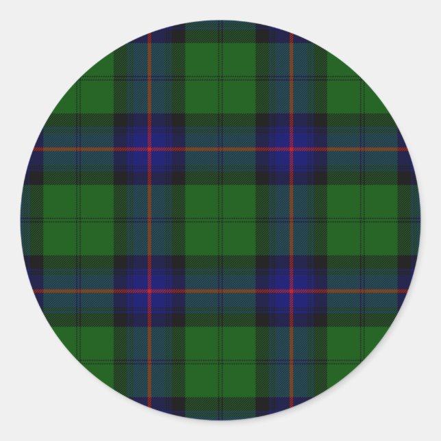 Armstrong Tartan blau und grün kariert Runder Aufkleber (Vorderseite)
