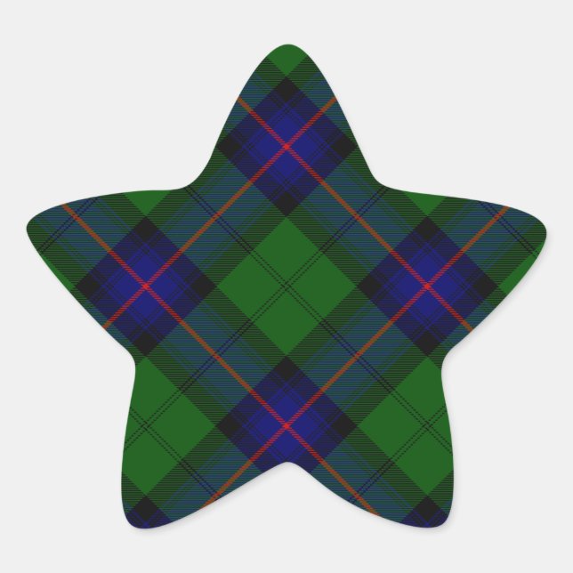 Armstrong Tartan blau und grün kariert Stern-Aufkleber (Vorderseite)