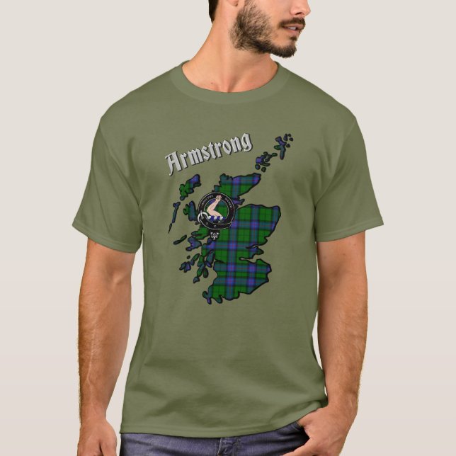 Armstrong Tartan Map & Abzeichen T - Shirt (Vorderseite)