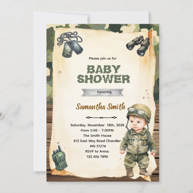 Army Camo Baby Shower Invitation Einladung (Vorderseite)