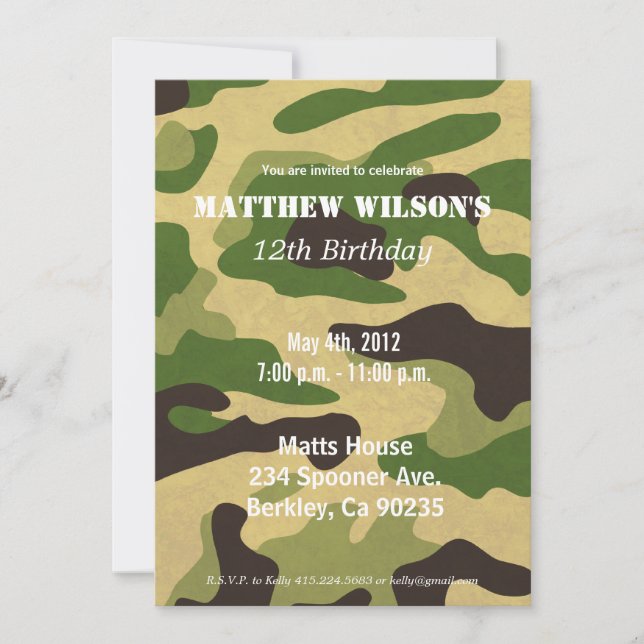 Army Camoflauge Einladung (Vorderseite)