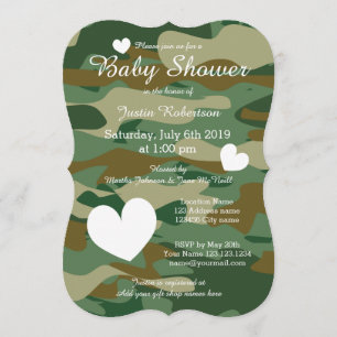 Army Camouflage Babydusche Einladungen mit niedlic