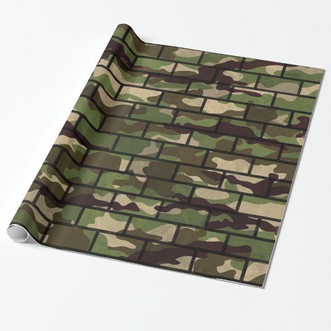 Army Camouflage Brick Wall Wrapping Paper Geschenkpapier (Ungerollt)