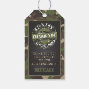 Army Camouflage Geburtstagsparty Geschenkmarke Geschenkanhänger