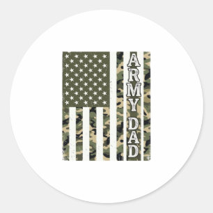 Army Dad Camo Amerikanische Flagge Vintage-Shirt D Runder Aufkleber