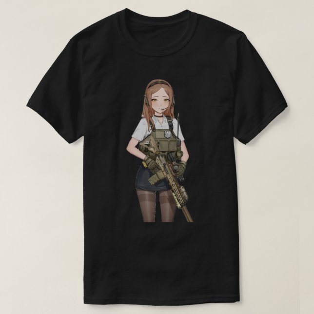 Army Girl mit Waffen T-Shirt (Design vorne)