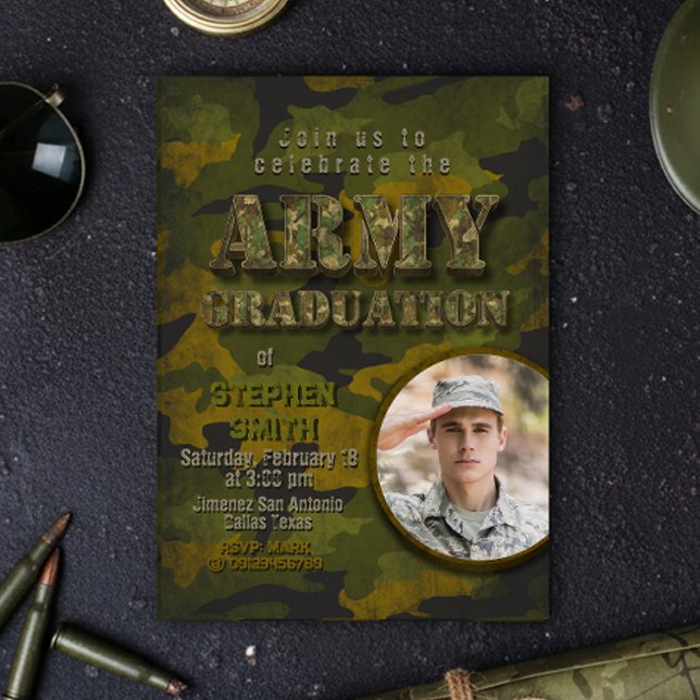 Army Graduation- Military - Soldier with Photo Einladung (Army Graduation- Military - Soldier with Photo Invitation)