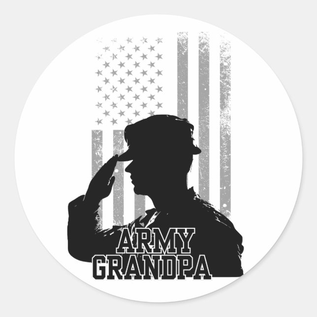 Army Grandpa Runder Aufkleber (Vorderseite)