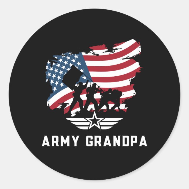 Army Grandpa Runder Aufkleber (Vorderseite)
