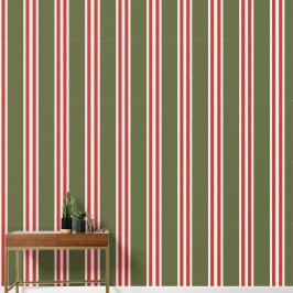 Army Green & Barn Red Double Rugby Stripe  Tapete