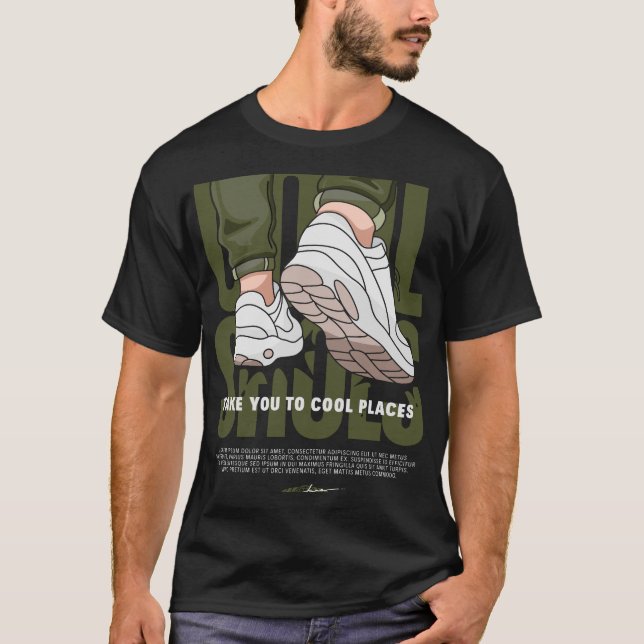 Army Green & Black Streetwear Graphic Tee (Vorderseite)