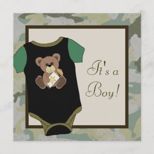 Army Green Camouflage Baby Boy Shower Einladungen