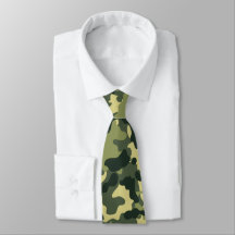 Army Green Camouflage Pattern Neck Tie
