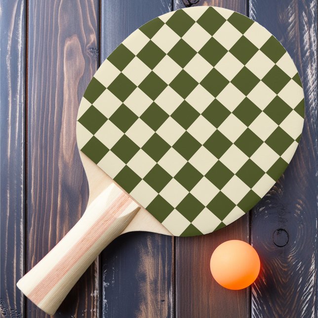 Army Green & Cream Schachbrett Tischtennis Schläger (Von Creator hochgeladen)
