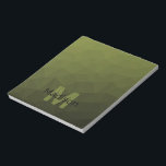 Army Green geometric mesh muster Monogram Notizblock<br><div class="desc">Monogram Personalisieren Sie Ihr Notebook-Büromaterial mit Ihrem individuellen Vor- und Namen. Dreieck geometrische Masche mit dunkelgrünen Ober-Farbverlauf der Armee.</div>