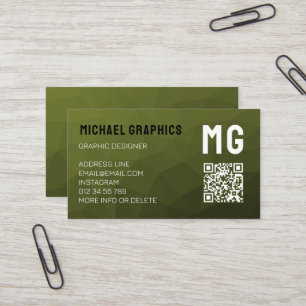 Army Green geometric mesh muster QR code Visitenkarte