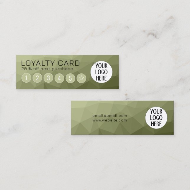 Army green Gradient Geometric Mesh Custom Logo Treuekarte (Vorne/Hinten)