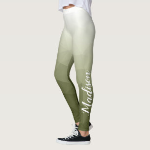 Army green Gradient Geometry Mesh Muster Name Leggings