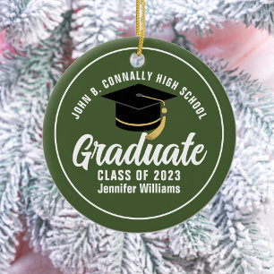 Army Green Graduate Custom Abschluss Weihnachten Keramik Ornament