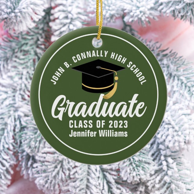 Army Green Graduate Custom Abschluss Weihnachten Keramik Ornament (Von Creator hochgeladen)