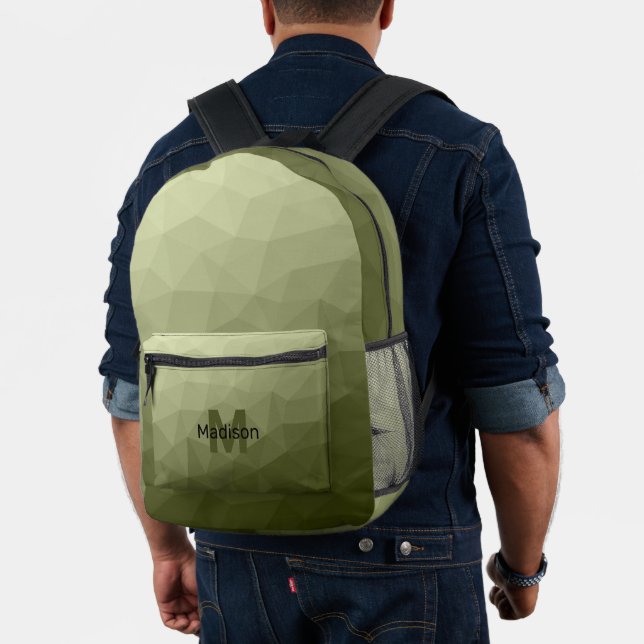 Army Green Light geometrische Maschenmuster Monogr Bedruckter Rucksack (Insitu (Modell))