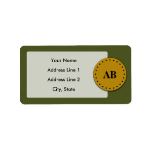 Army Green Monogram Design Adressaufkleber