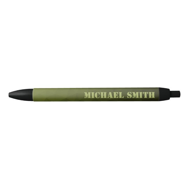Army green olive geometric mesh pattern Ihr Name Kugelschreiber (Vorderseite)