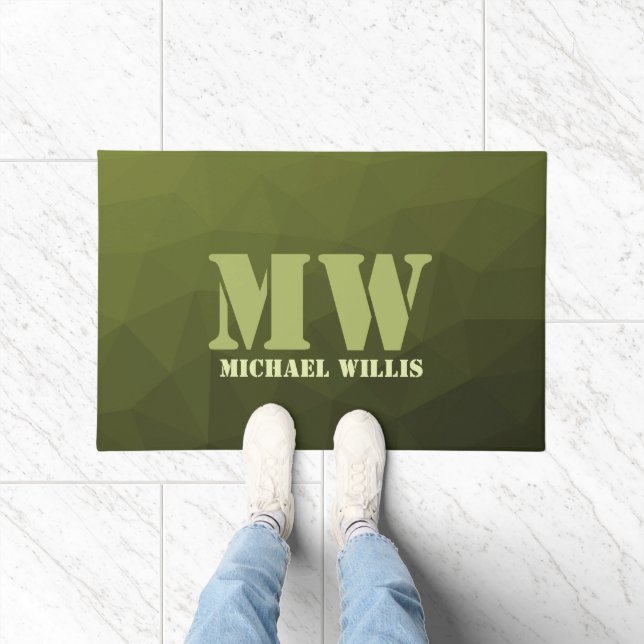 Army Green Oliven geometric mesh muster Monogram Fußmatte (Indoor)