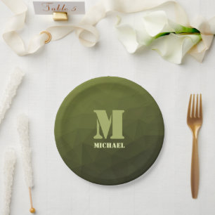 Army Green Oliven geometric mesh muster Monogram Pappteller