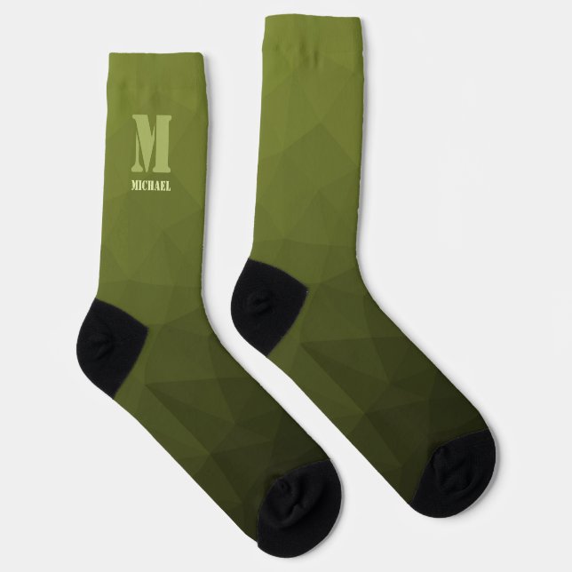 Army Green Oliven geometric mesh muster Monogram Socken (Rechts)