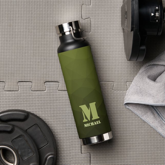 Army Green Oliven geometric mesh muster Monogram Trinkflasche (Fitnessstudio)