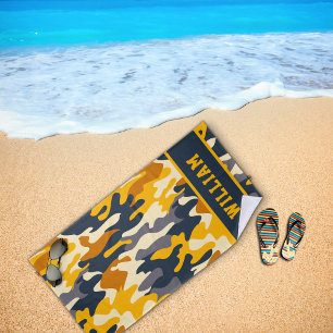 Army Green Orange Name Camouflage Strandtuch