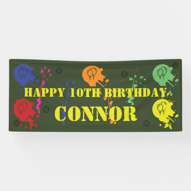 Army Green Paintball Party Banner (Horizontal)