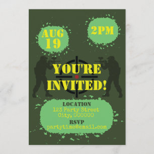 Army Green Paintball Party Einladung